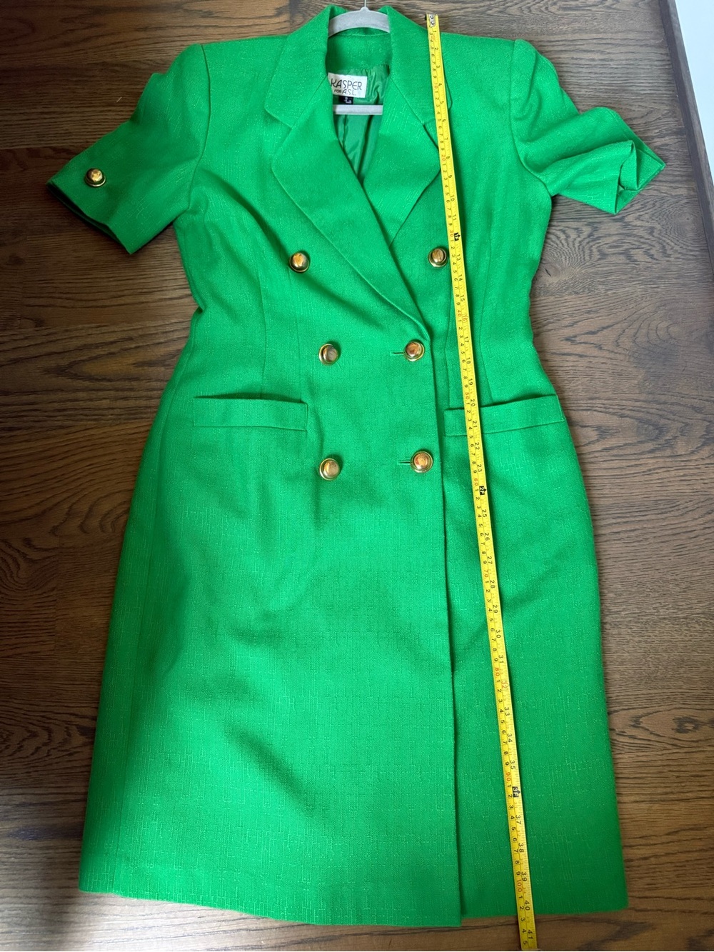 Kasper Emerald Green Double-Breasted Short Sleeve Blazer Dress size 8. Like new. - Picture 9 of 10